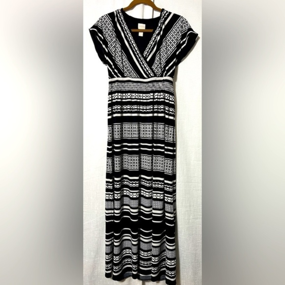 Chico's Black and White Patterned Maxi Dress